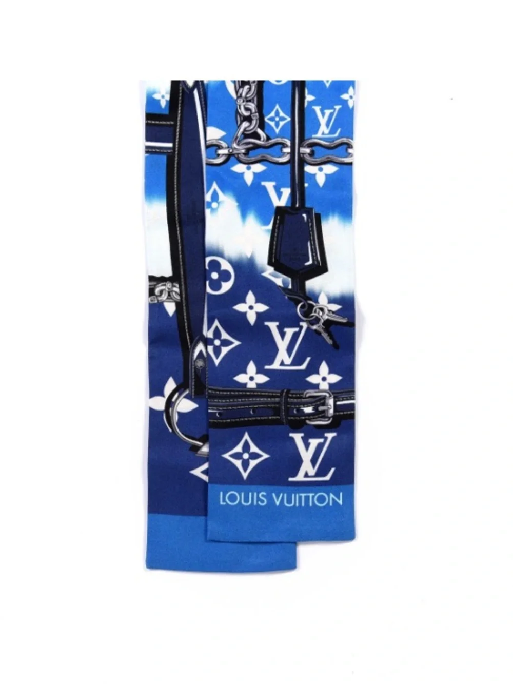 Louis Vuitton Escale Blue Monogram Chain-Print Silk scarf